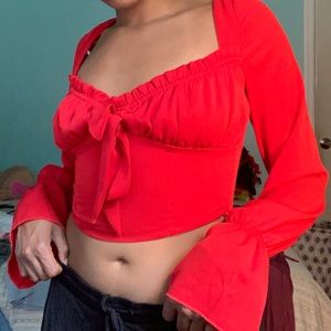 Red Cropped Blouse